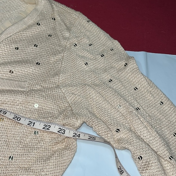 Colleen Lopez BEIGE tan shiny knit hook Cardigan sweater ruffles 3/4 sleeves 3X - Picture 12 of 15